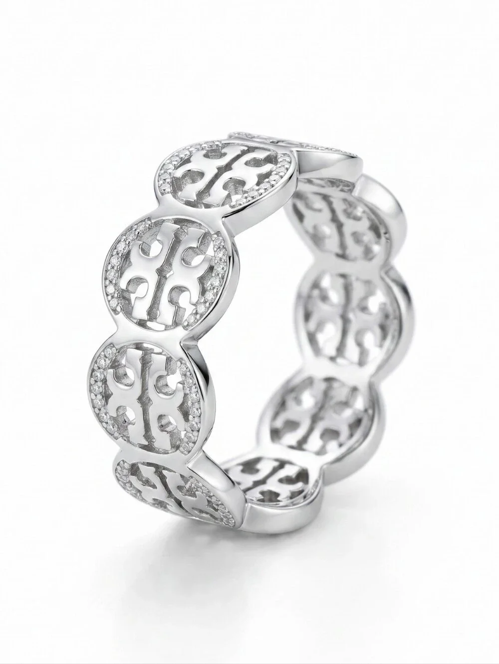 Tory Burch Miller Pavé Ring - Silver